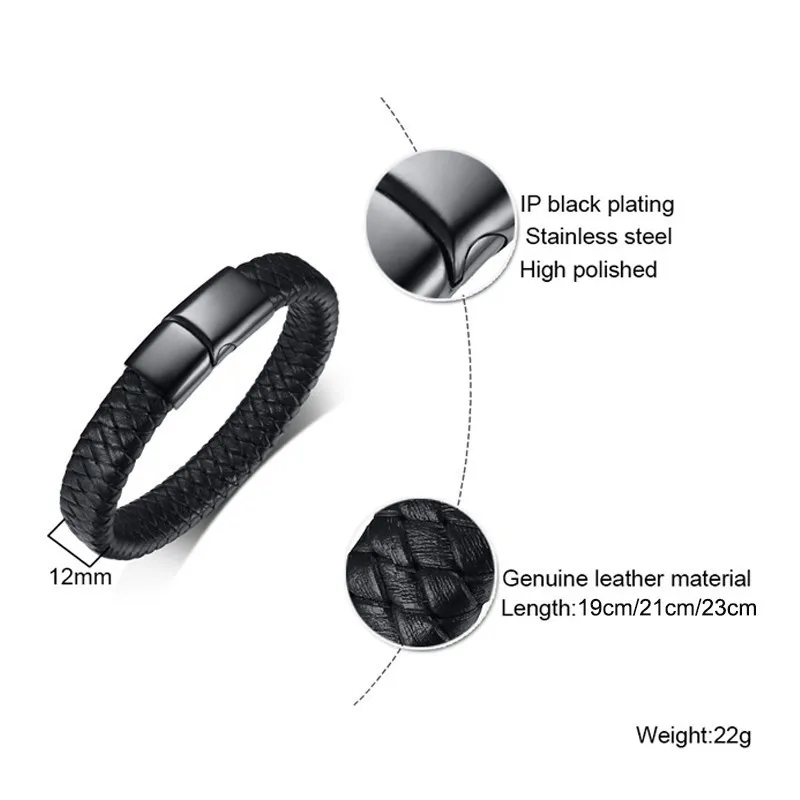 Vnox 12mm Casual Braided Genuine Leather Bracelets For Men Women Bangles Stainless Steel Black Brown Male Jewelry 19/21/23cm
Vnox 12mm Casual Braided Genuine Leather Bracelets For Men Women Bangles Stainless Steel Black Brown Male Jewelry 19/21/23cm
