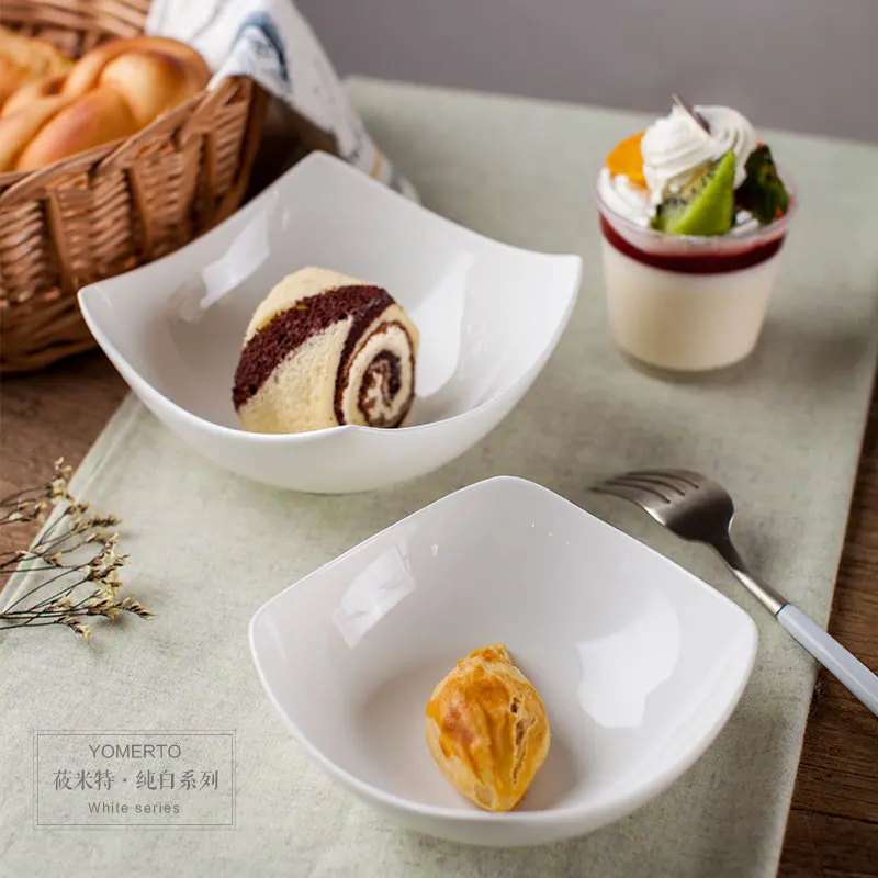 White porcelain bowl creative household Fresh Fruit Salad irregular ceramic bowl Korean soup dessert bowl
White porcelain bowl creative household Fresh Fruit Salad irregular ceramic bowl Korean soup dessert bowl