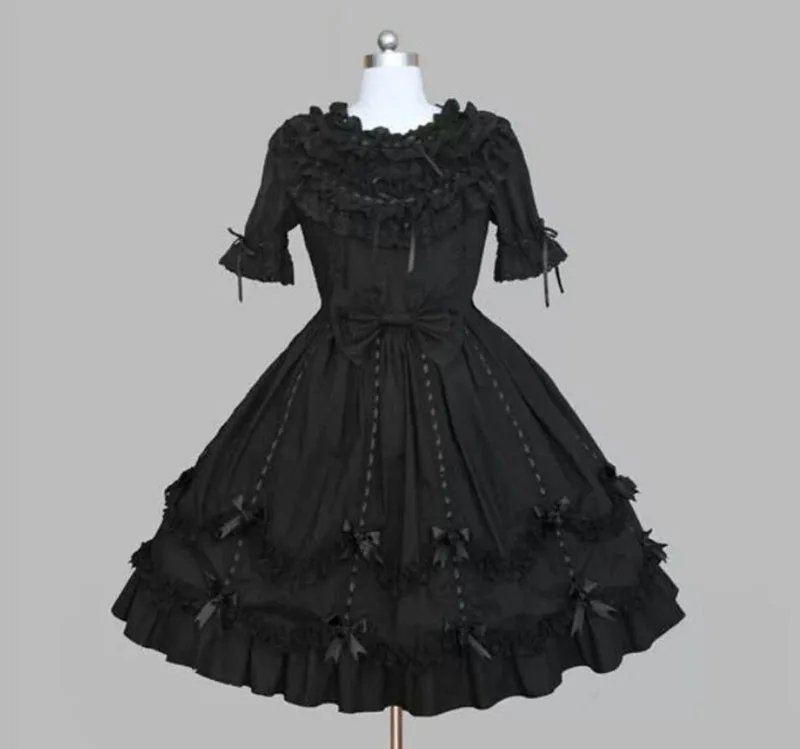 18th Century Black Gothic Lolita Dresses Retro Summer O-Neck Short Puff Sleeve Lace Bow Ball Gowns Women's clothing Customized
18th Century Black Gothic Lolita Dresses Retro Summer O-Neck Short Puff Sleeve Lace Bow Ball Gowns Women's clothing Customized