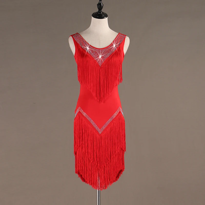 Fringe Dance Dresses Latin Dress Women Salsa Wear Costumes Customize D0561 Tassels Rhinestones 2 Choices | Тематическая одежда и