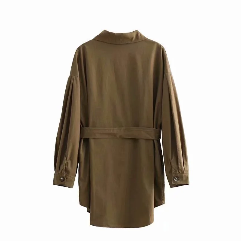 Cool Girl Turn-down Collar Pockets Cotton Shirt With Belt Woman Single-Breasted Button Long Sleeve Casual Blouse Tops Femme 
Cool Girl Turn-down Collar Pockets Cotton Shirt With Belt Woman Single-Breasted Button Long Sleeve Casual Blouse Tops Femme