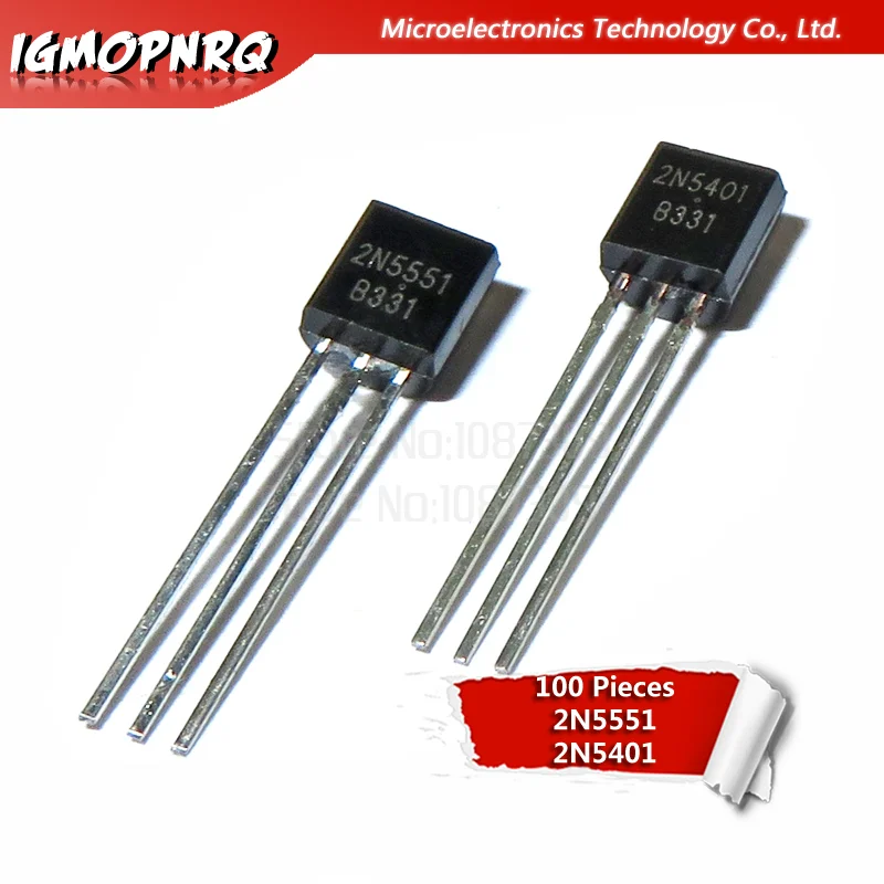 100PCS 2N5551 2N5401 5551 5401 TO-92 (50PCS* 2N5401+50PCS* 2N5551 ) Bipolar Transistors - BJT PNP Gen Pr Amp
100PCS 2N5551 2N5401 5551 5401 TO-92 (50PCS* 2N5401+50PCS* 2N5551 ) Bipolar Transistors - BJT PNP Gen Pr Amp