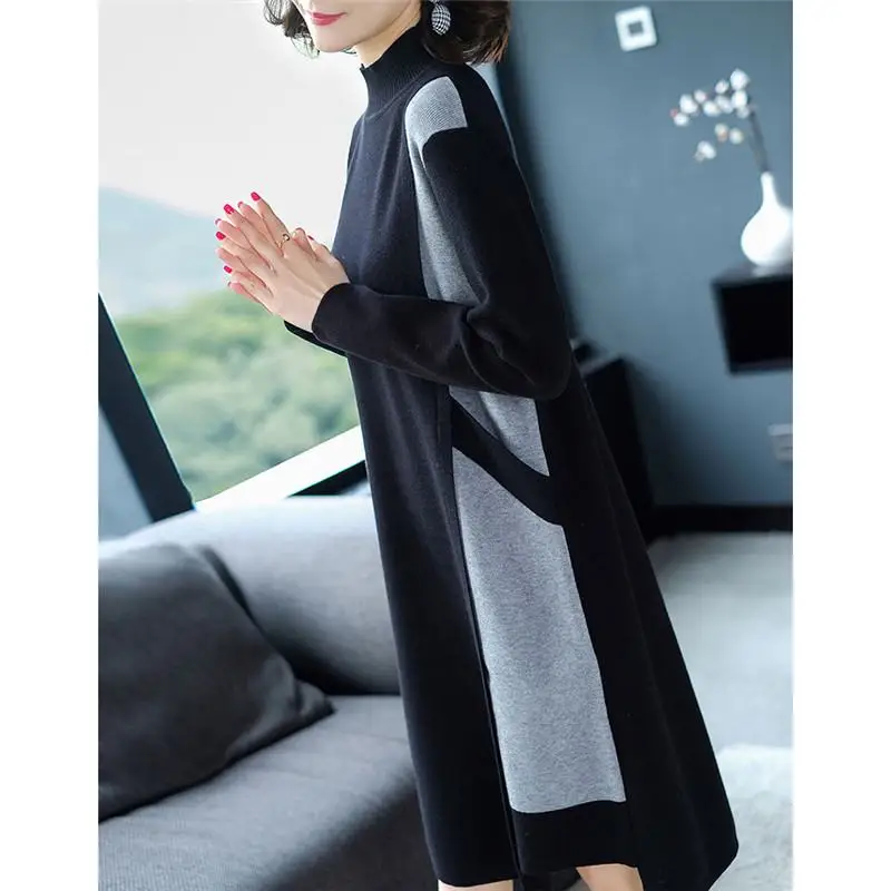 2019 New Autumn Winter Long A Line Knitted Women Sweater Dress Spring For Ladies Patchwork Dress Women Pullover LooseDresses X70 
2019 New Autumn Winter Long A Line Knitted Women Sweater Dress Spring For Ladies Patchwork Dress Women Pullover LooseDresses X70