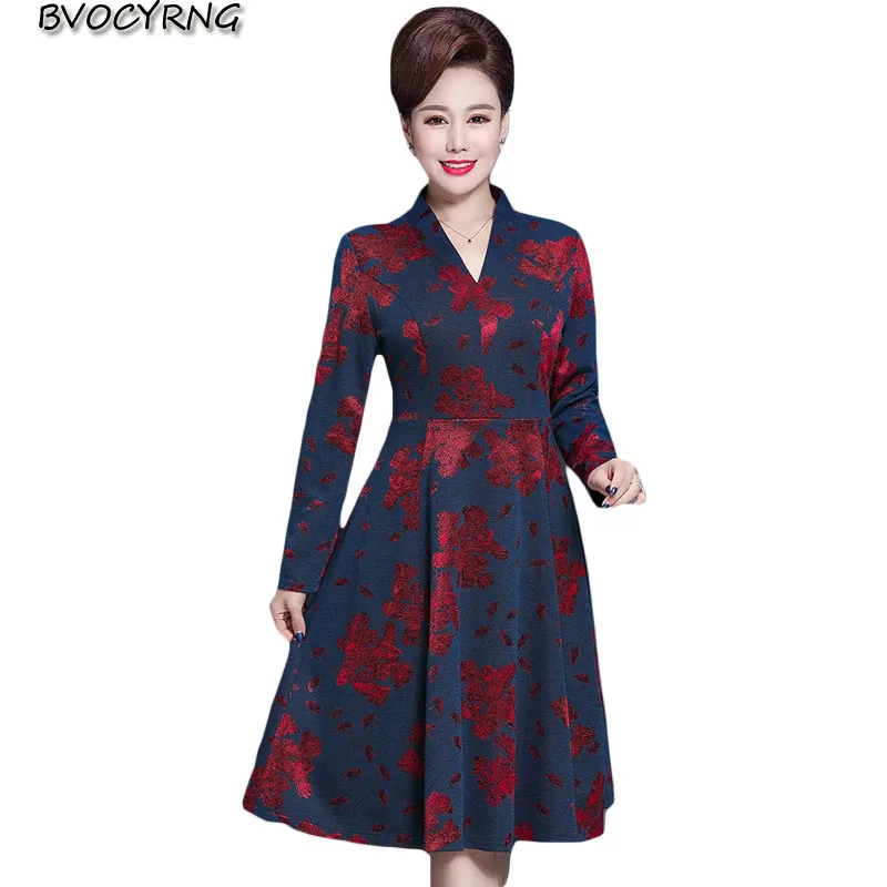 2019 new middle-aged and high-end dress women spring autumn plus size dress long sleeve print dress Leisure dress female A1175
2019 new middle-aged and high-end dress women spring autumn plus size dress long sleeve print dress Leisure dress female A1175