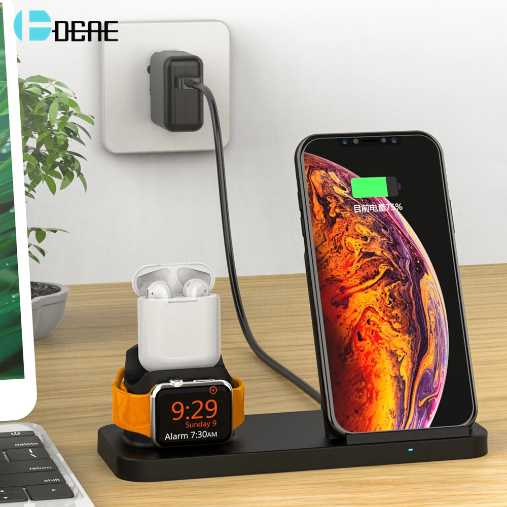 DCAE 10 Вт Qi Беспроводное зарядное устройство для iPhone XS XR X 8 Plus Apple Watch 4 3 2 Airpods Быстрая