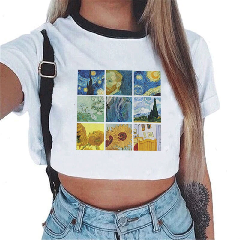 Women White T Shirt Vintage Fashion Oil Printed Tshirt Ulzzang Harajuku Tumblr Friends Crop Top Tshirt Camiseta Mujer Crop Te
Women White T Shirt Vintage Fashion Oil Printed Tshirt Ulzzang Harajuku Tumblr Friends Crop Top Tshirt Camiseta Mujer Crop Te