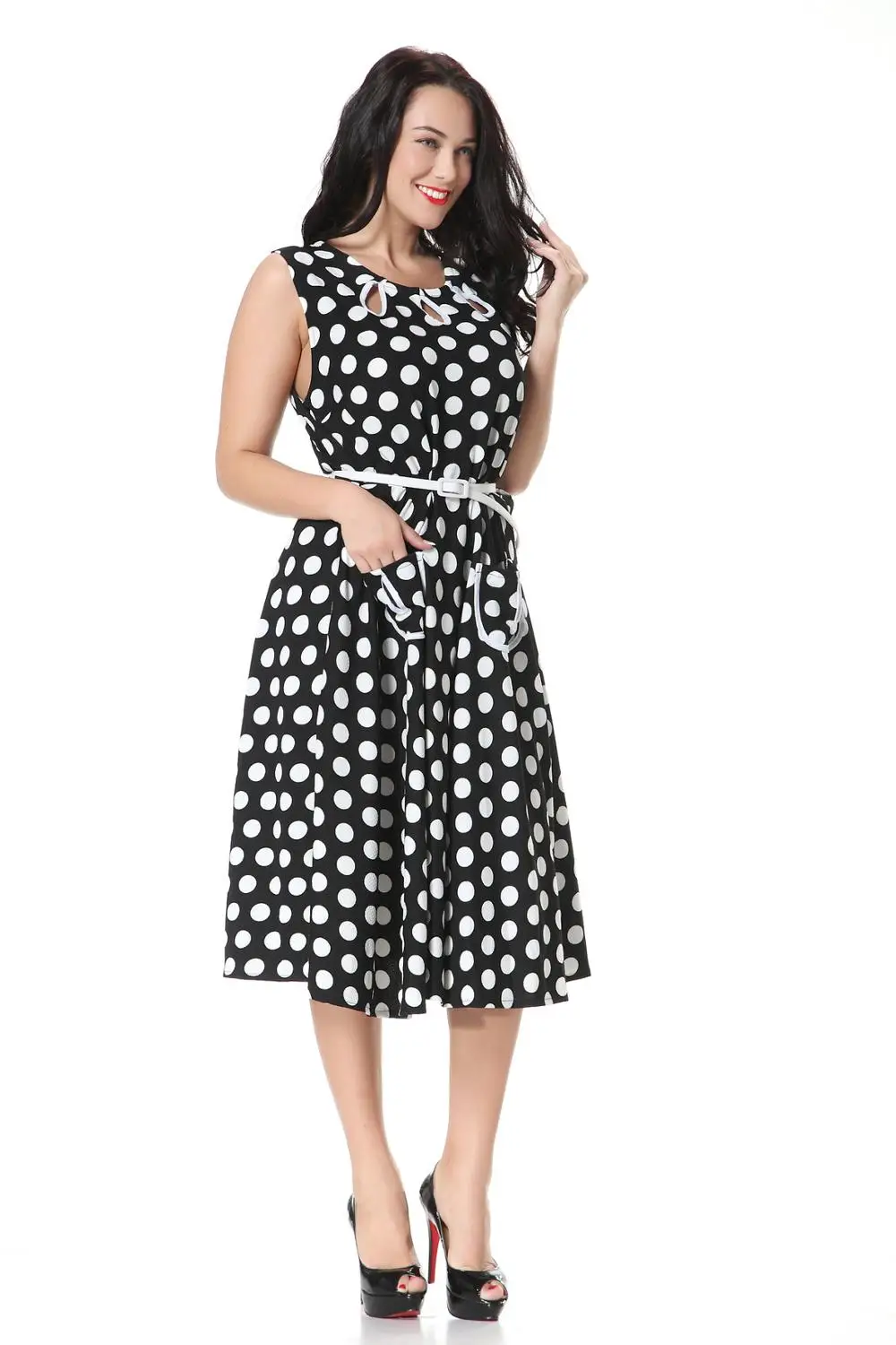 2019 Vintage Women Summer Polka Dot Dress 7XL O Neck Sleeveless A-Line Slim Club Party Dress Vestidos mujer verano with Pockets
2019 Vintage Women Summer Polka Dot Dress 7XL O Neck Sleeveless A-Line Slim Club Party Dress Vestidos mujer verano with Pockets