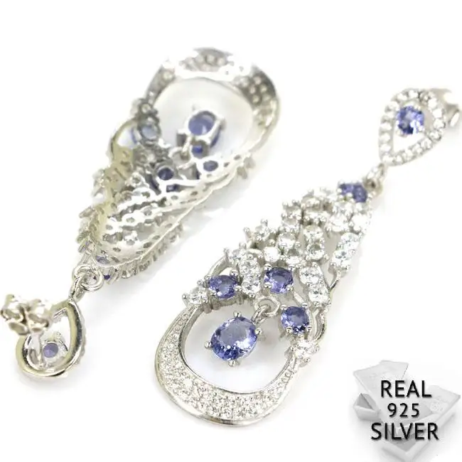 6.8g Real 925 Solid Sterling Silver Deluxe Top New Stone Iolite White CZ Gift Stud Earrings 48x15mm
6.8g Real 925 Solid Sterling Silver Deluxe Top New Stone Iolite White CZ Gift Stud Earrings 48x15mm
