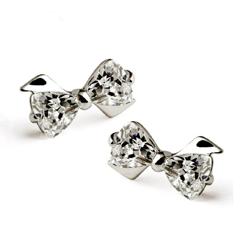 100% 925 sterling silver fashion bowknot shiny crystal ladies stud earrings jewelry women Anti allergy drop shipping birthday
100% 925 sterling silver fashion bowknot shiny crystal ladies stud earrings jewelry women Anti allergy drop shipping birthday