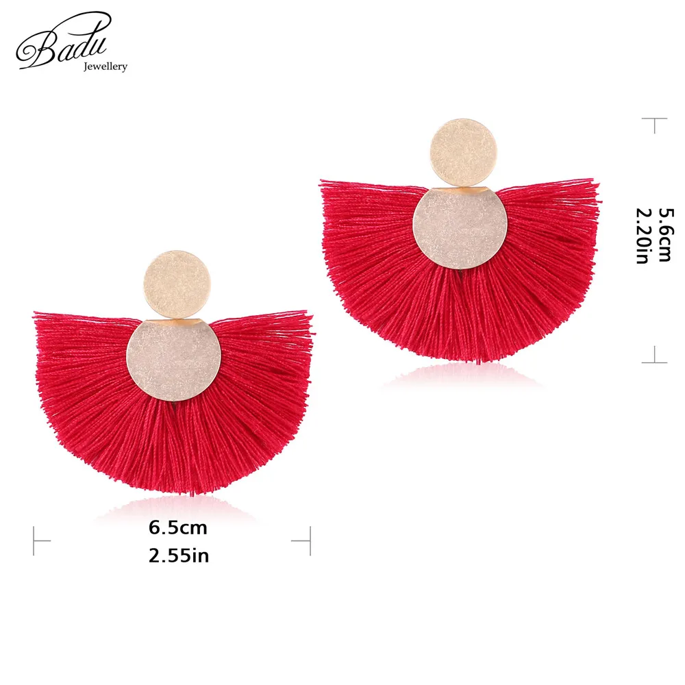 Badu Red Tassel Earring for Women Big Round Stud Earrings Vintage Statement Jewelry Frosted Gold Gift for Girls Wholesale
Badu Red Tassel Earring for Women Big Round Stud Earrings Vintage Statement Jewelry Frosted Gold Gift for Girls Wholesale