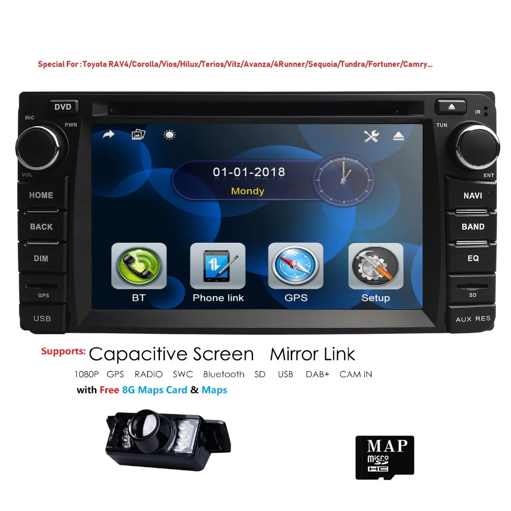 Hizpo автомобильный DVD плеер навигации для Toyota универсальный RAV4 Corolla Vios HILUX TERIOS 4runner