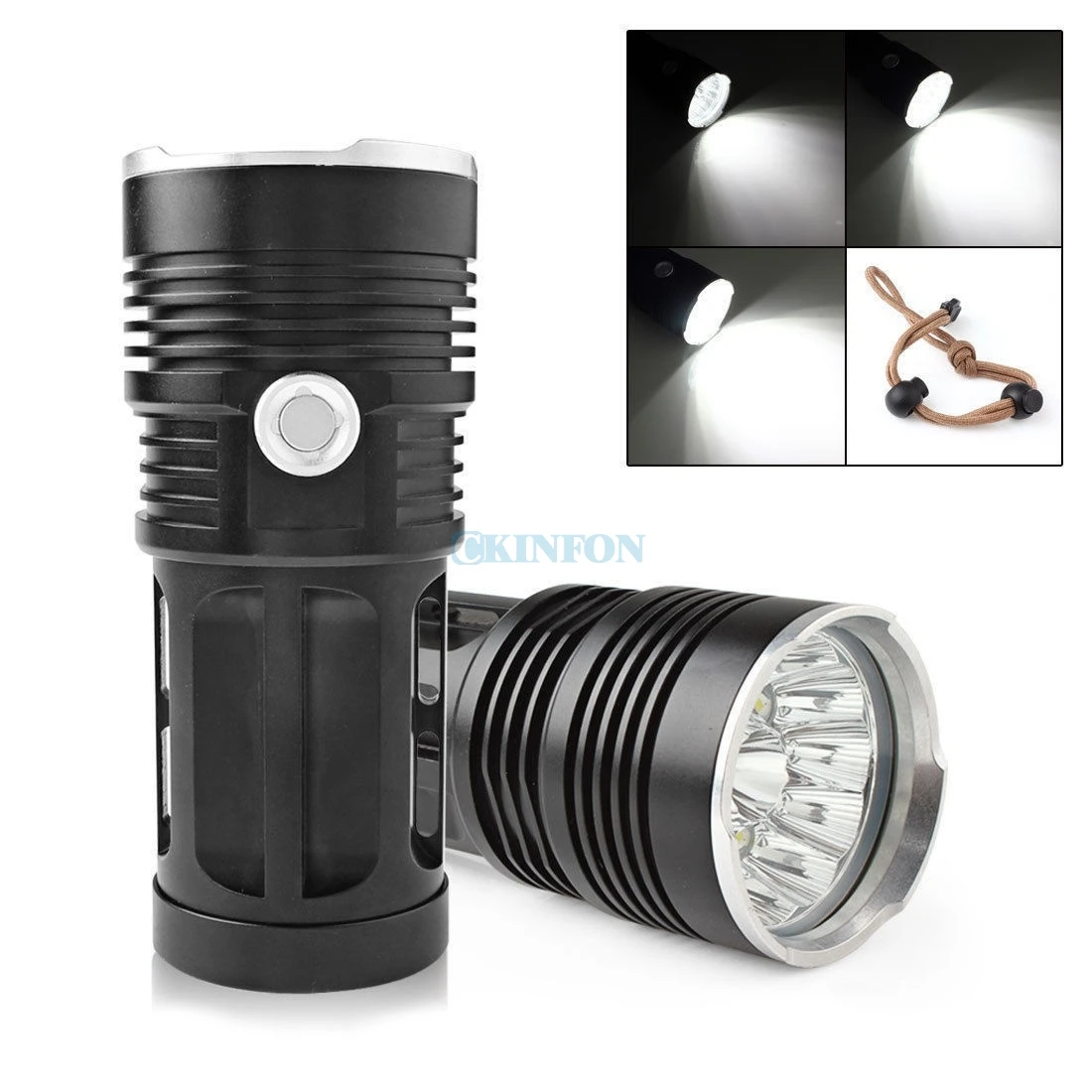 DHL 20PCS New 38000LM 15x XM-L T6 LED Flashlight Torch 4x 18650 Hunting Light Lamp Fighting Gift
DHL 20PCS New 38000LM 15x XM-L T6 LED Flashlight Torch 4x 18650 Hunting Light Lamp Fighting Gift