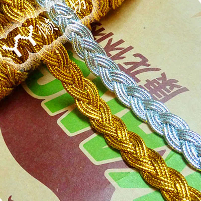 10 ярдов Золотой вязаное крючком платье гирлянды светодиодные ленты кружева шнур