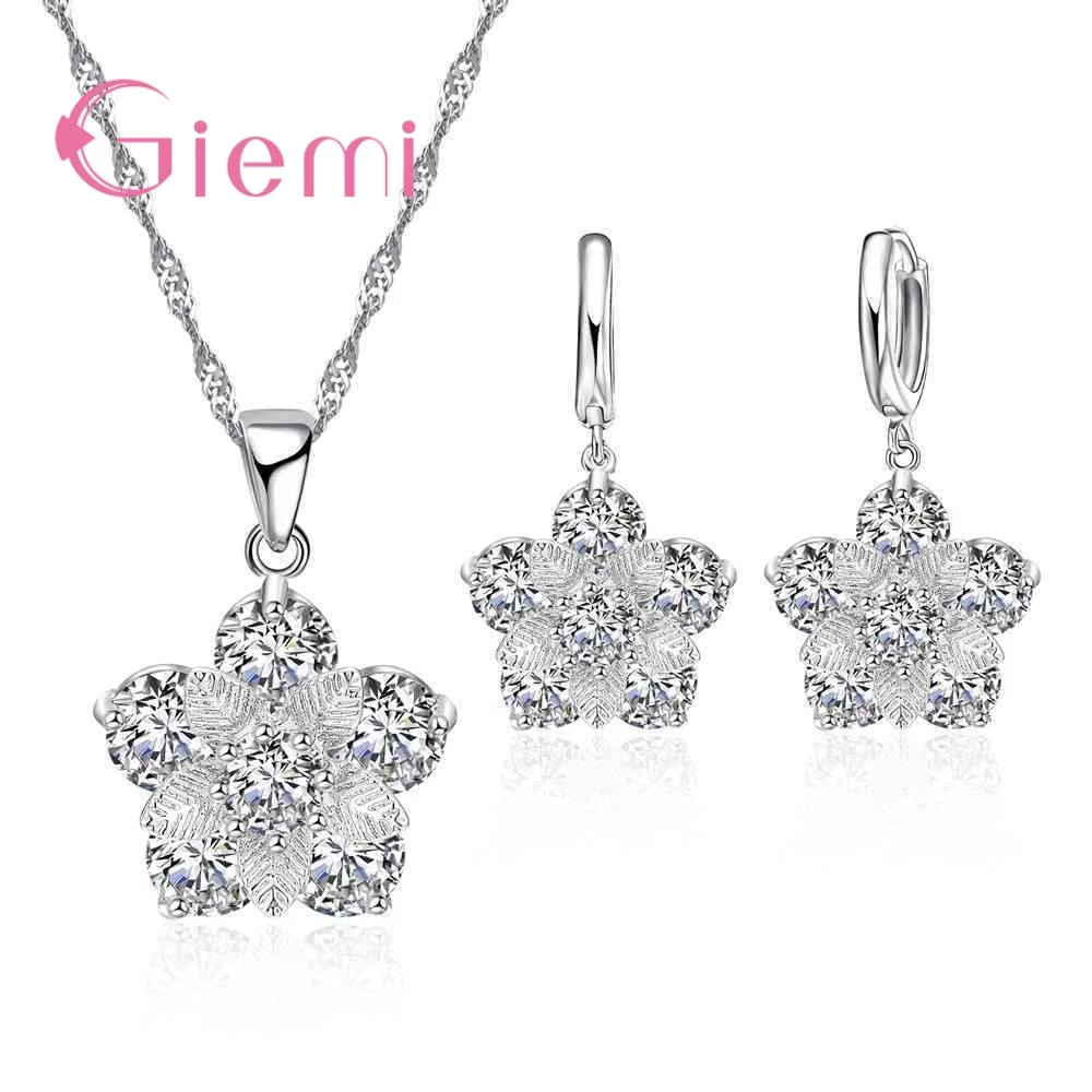 New Arrial Jewelry Sets 925 Sterling Silver Jewelry Shiny Flower Cubic Zirconia CZ Pendant Necklace Earring Set Women
New Arrial Jewelry Sets 925 Sterling Silver Jewelry Shiny Flower Cubic Zirconia CZ Pendant Necklace Earring Set Women