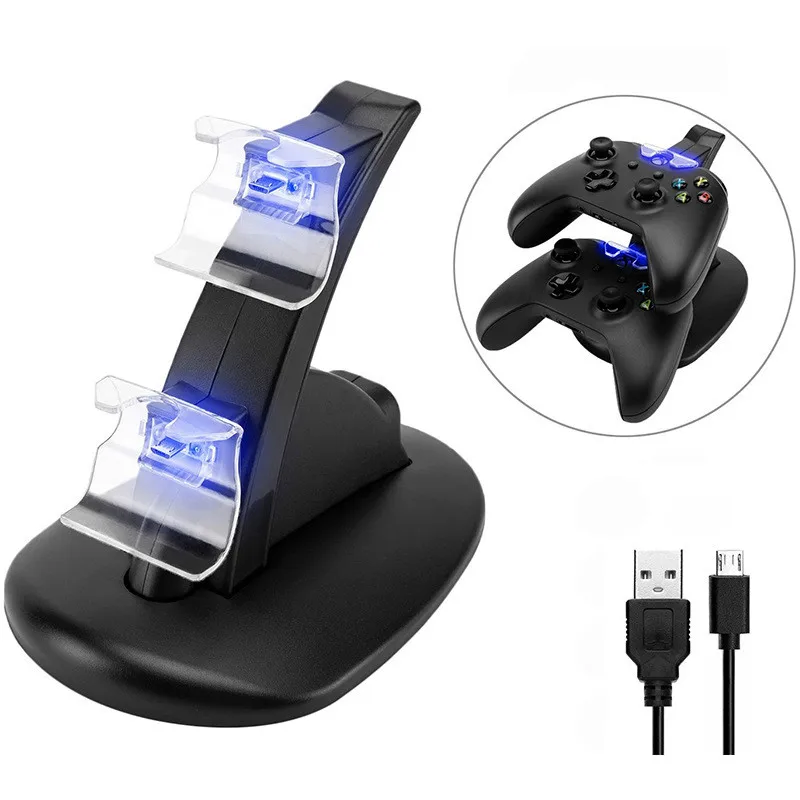 Светодиодный USB двойной игровой контроллер Зарядное устройство Док станция для