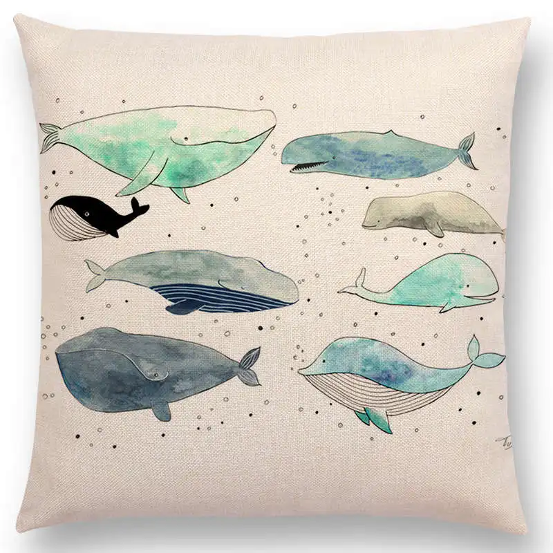 Свежий и милый акварельный фон для дивана с изображением китов друзей счастливых
