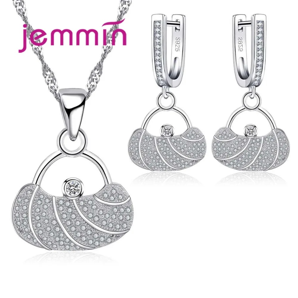 New Design White Women Handbag Crystal Jewelry Sets New Fashion Necklace Earrings Sets 925 Sterling Silver Bijoux
New Design White Women Handbag Crystal Jewelry Sets New Fashion Necklace Earrings Sets 925 Sterling Silver Bijoux