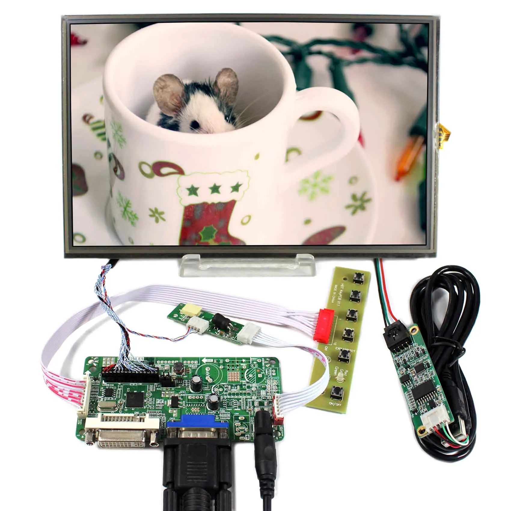 Плата контроллера DVI + VGA + LCD RT2281 с резистивной сенсорной панелью 10,1 дюйма 1920x1200 B101UAN02.1
Плата контроллера DVI + VGA + LCD RT2281 с резистивной сенсорной панелью 10,1 дюйма 1920x1200 B101UAN02.1