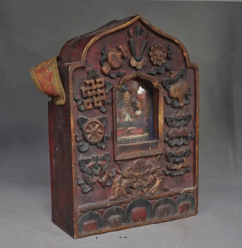 wedding decoration Tibet Wood Painting Carved eight treasures 4 Arms Chenrezig Buddha Fokan Shrine
wedding decoration Tibet Wood Painting Carved eight treasures 4 Arms Chenrezig Buddha Fokan Shrine