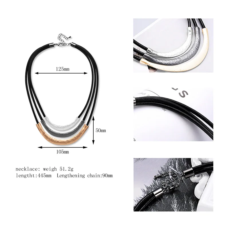 2019 Multilayer Leather Choker Necklace Bohemia Female triple Layer Multi-element Metal Rod Circles Vintage Woman Jewelry
2019 Multilayer Leather Choker Necklace Bohemia Female triple Layer Multi-element Metal Rod Circles Vintage Woman Jewelry