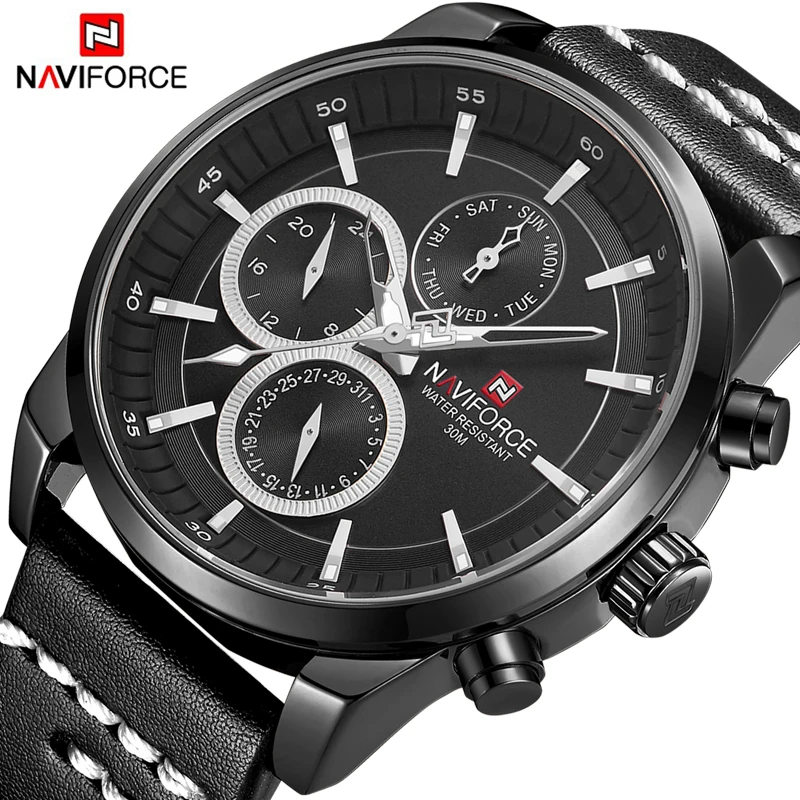 Часы наручные NAVIFORCE мужские с календарем роскошные брендовые модные