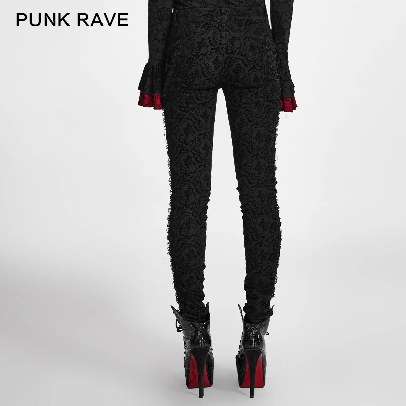 Панк рейв женские стимпанк винтажные длинные брюки Модные готические узкие