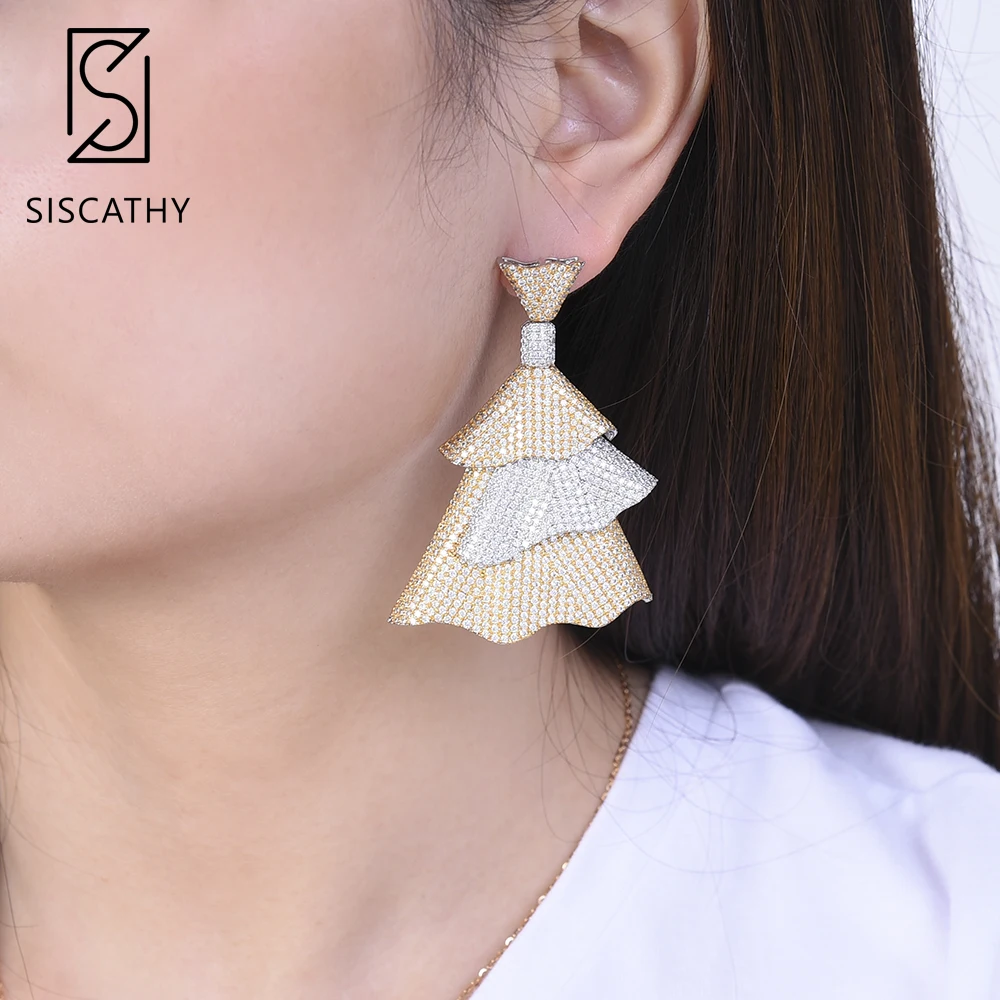 Siscathy 49*63mm Luxury Bridal Earrings Dubai Nigerian Cubic Zirconia Women Big Earrings Wedding Engagement Drop Dangle Earrings
Siscathy 49*63mm Luxury Bridal Earrings Dubai Nigerian Cubic Zirconia Women Big Earrings Wedding Engagement Drop Dangle Earrings