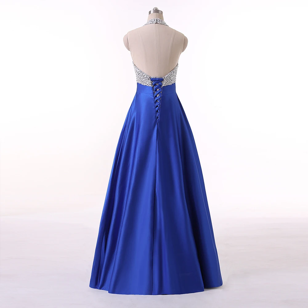 Royal Blue Sequined Halter A Line Long Satin Evening Dresses 2021 Backless Sleeveless Floor Length Formal Evening Dress 01275
Royal Blue Sequined Halter A Line Long Satin Evening Dresses 2021 Backless Sleeveless Floor Length Formal Evening Dress 01275