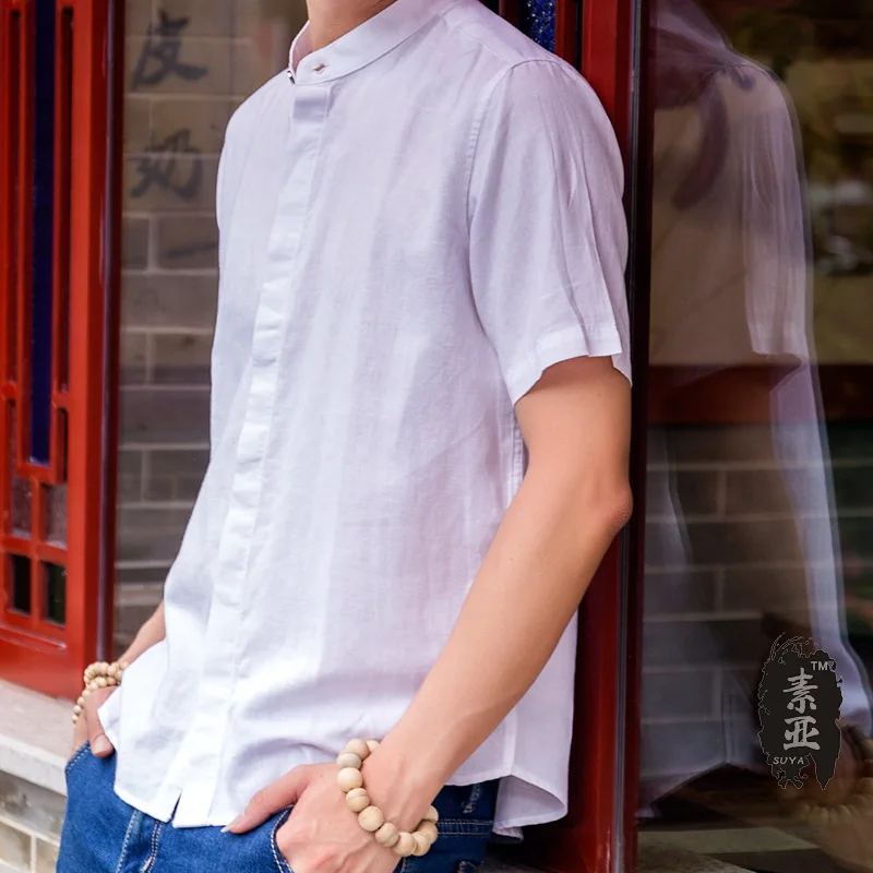Short sleeve shirt collar men men's clothing of cultivate one's morality shirt linen shirts
Short sleeve shirt collar men men's clothing of cultivate one's morality shirt linen shirts