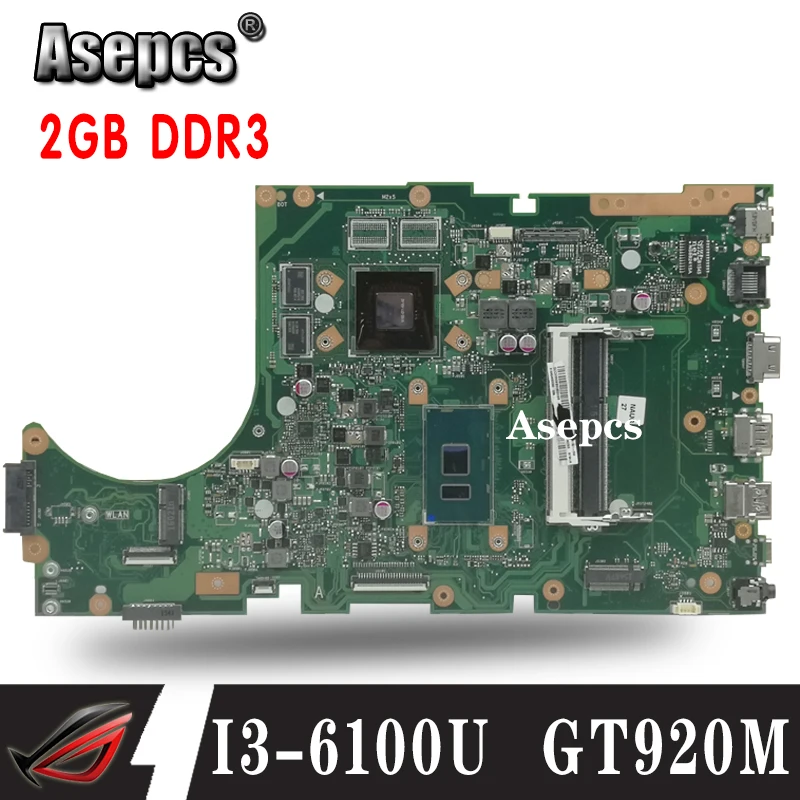 X756UJ материнская плата для ноутбука For Asus X756U X756UWK X756UX X756UB X756UV I3 6100U GT920M/2GB DDR3 слот