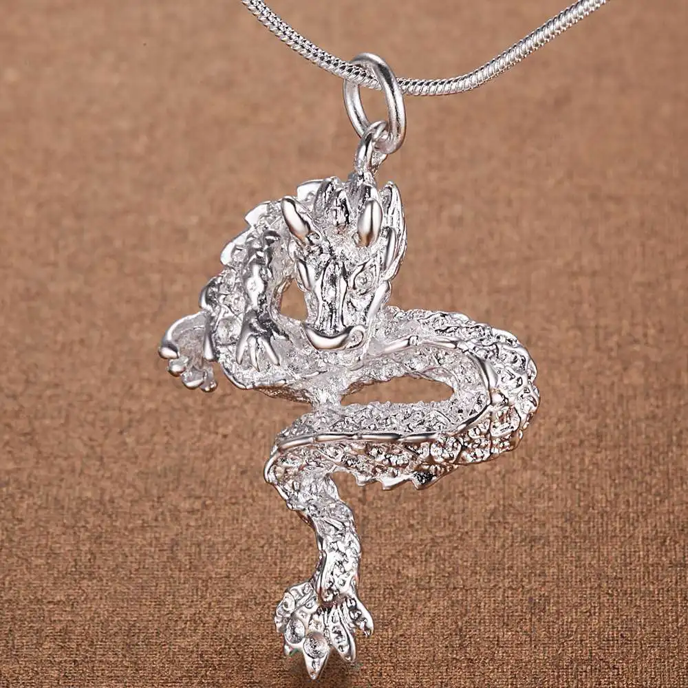 Античные серебряные ожерелья для женщин дракон Шейное колье с подвеской Чокер
