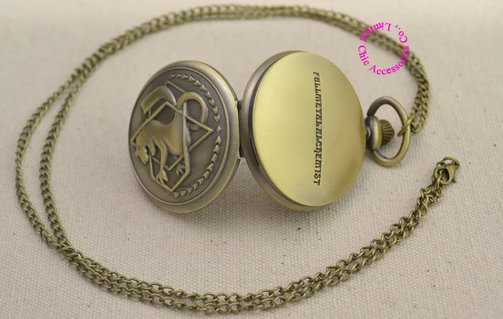 

Fullmetal Alchemist Pocket Watch necklace women Cosplay Edward Elric with Chain Anime Boys Gift New bronze color girl watches