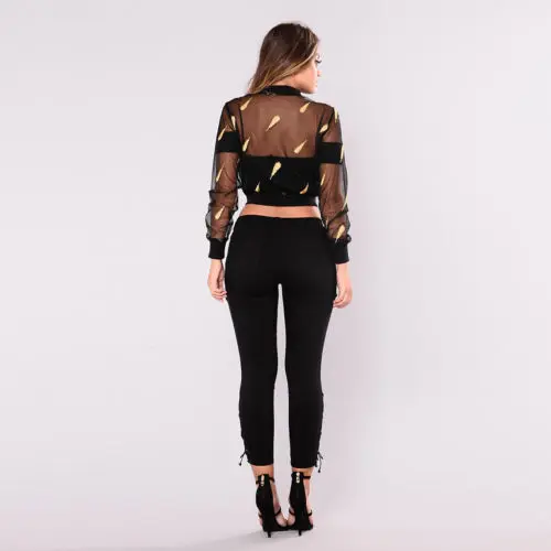 Hirigin Hot Sale Feathers Embroidery Long Sleeve Jackets 2017 Summer New Stand Perspective Hollow Out Women'S Coat Autumn
Hirigin Hot Sale Feathers Embroidery Long Sleeve Jackets 2017 Summer New Stand Perspective Hollow Out Women'S Coat Autumn