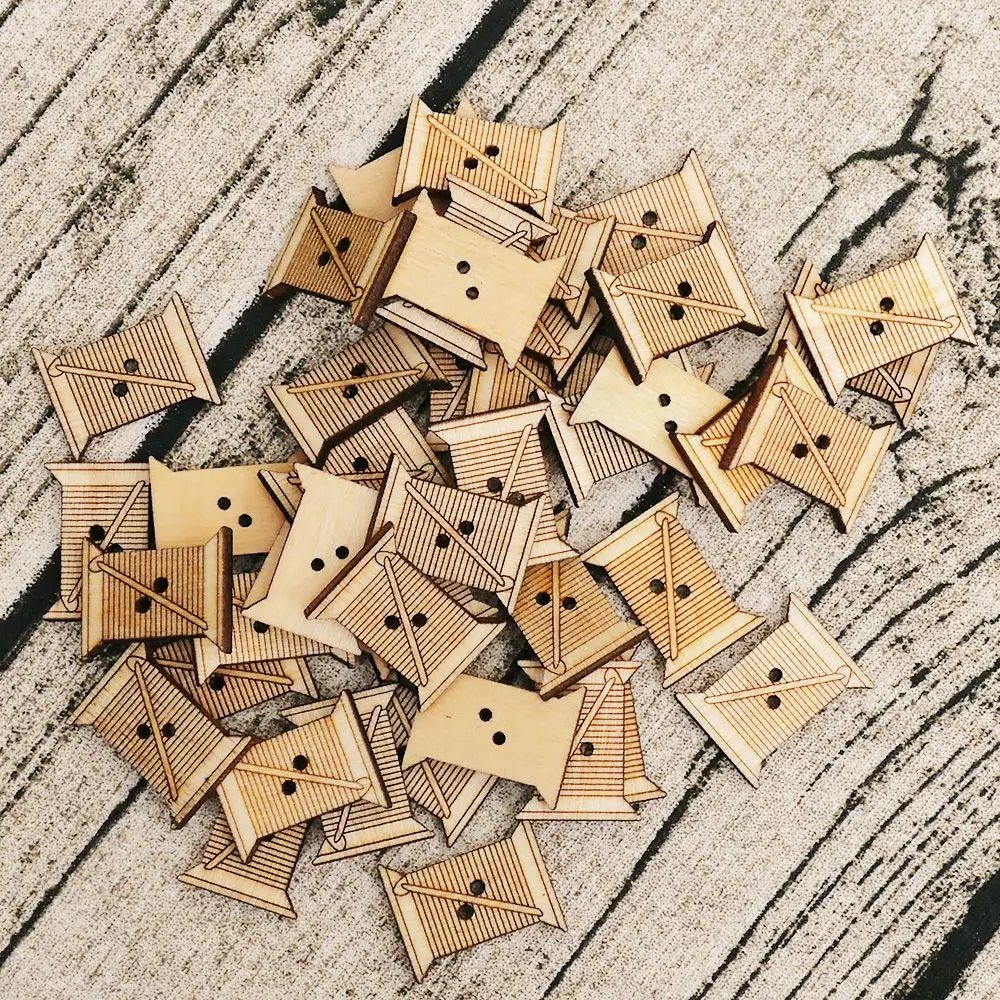 50 Pcs/Lot Conveyance 2 Holes Geometric Line ball Pattern Wooden Button Useful