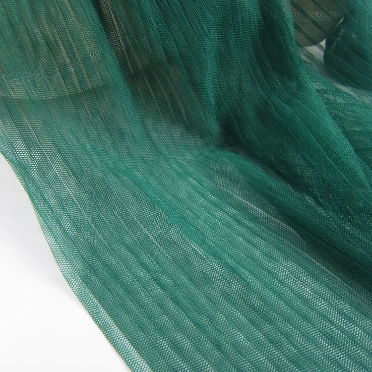 5Metres 158cm Width Evening Gowns Pleated Mesh Fabric Green Crumpled Tulle Net For Skirt Dress Organ Folded Gauze | Дом и сад