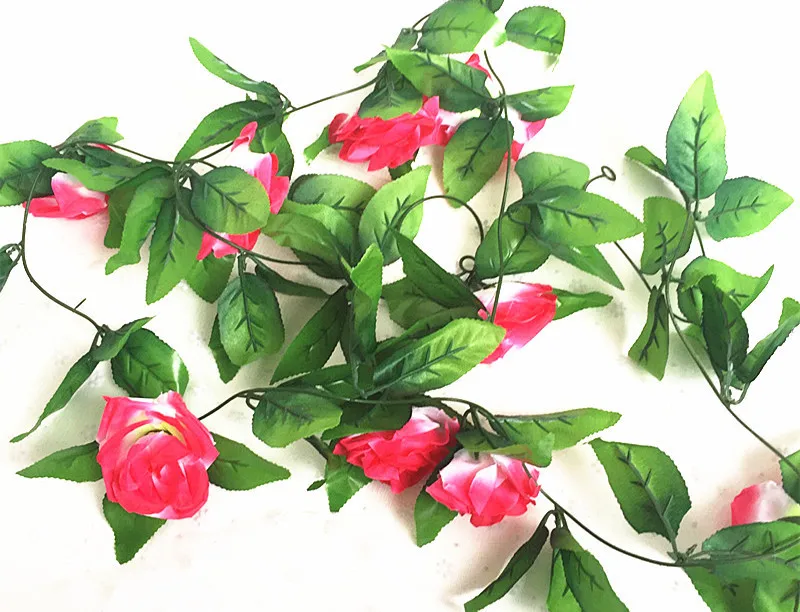 250 см/лот шелк роза плющ лоза с зелеными листьями для украшения дома свадьбы