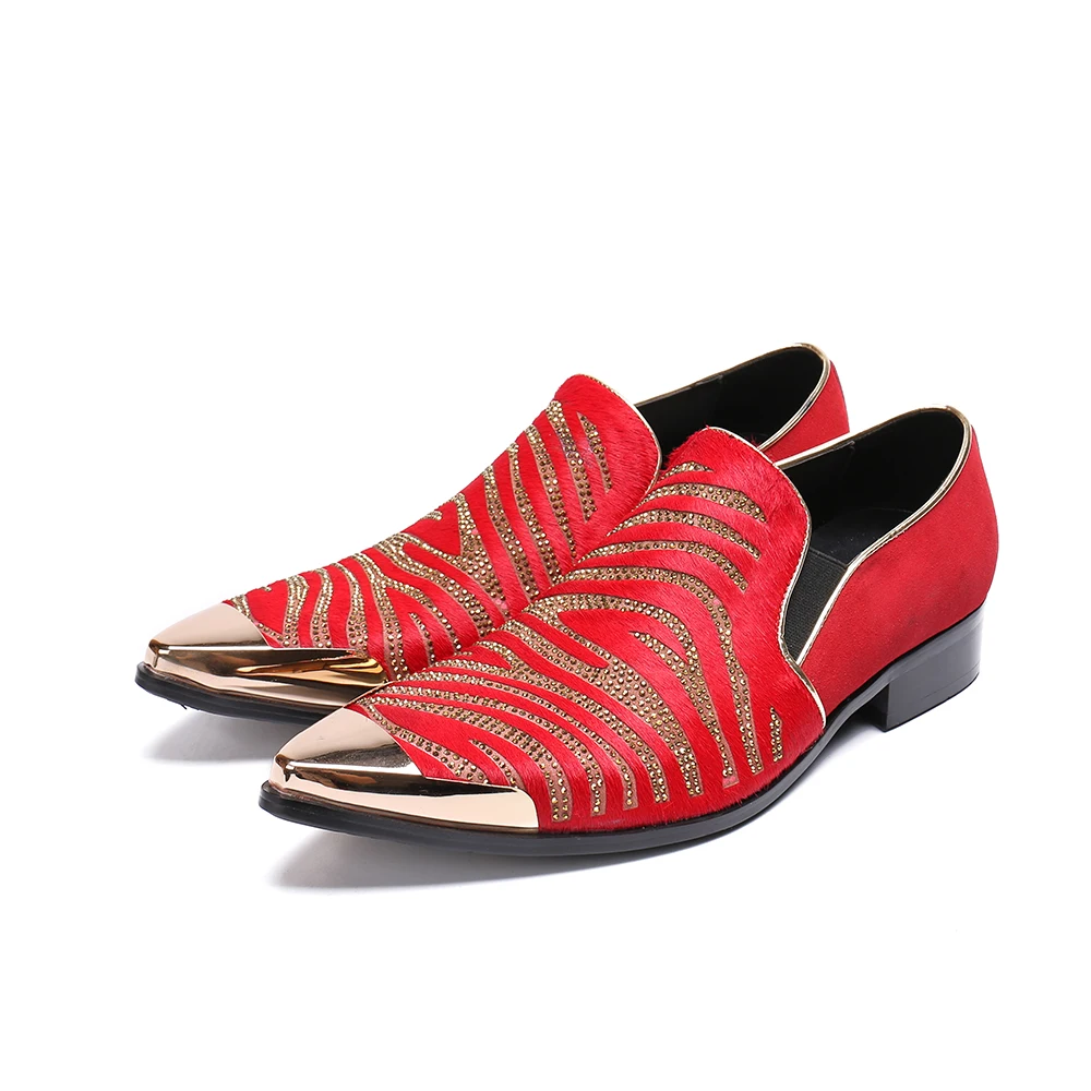 Gold Metal Pointed Toe Men Dress Shoes Striped Formal Men Shoes Business Oxford Shoes for Men Wedding Shoes
Gold Metal Pointed Toe Men Dress Shoes Striped Formal Men Shoes Business Oxford Shoes for Men Wedding Shoes