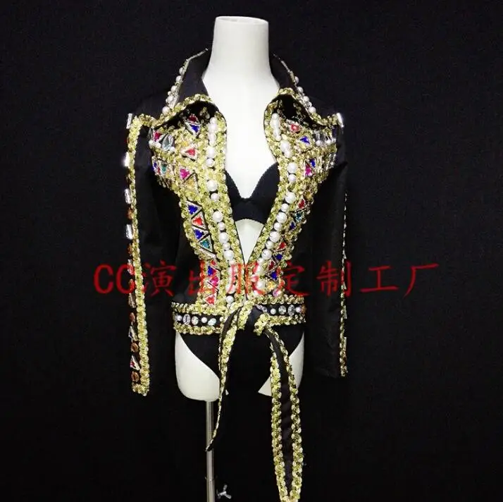 Women's Fashion Handmade Rhinestone Slim Jacket Dj Ds Baroque Female Singer Sexy Gem Costume Outerwear Coat Stage Dance Wear
Women's Fashion Handmade Rhinestone Slim Jacket Dj Ds Baroque Female Singer Sexy Gem Costume Outerwear Coat Stage Dance Wear