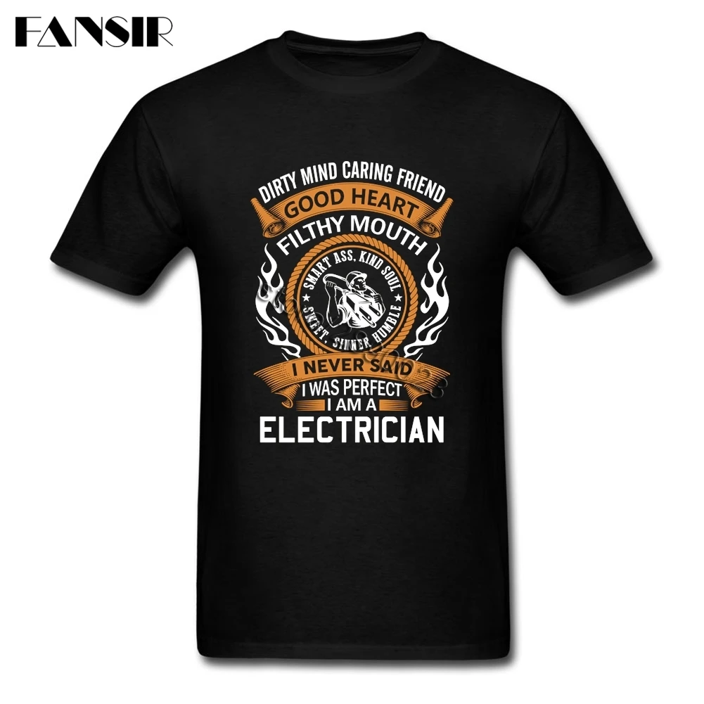 Мужские футболки с коротким рукавом I Am An Electrician из чистого хлопка круглым вырезом