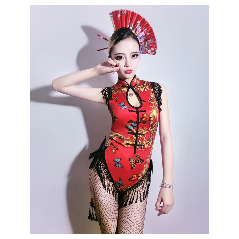 Bar female singer cheongsam tassels connected dance costumes night show costumes new cosplay costume Anime
Bar female singer cheongsam tassels connected dance costumes night show costumes new cosplay costume Anime
