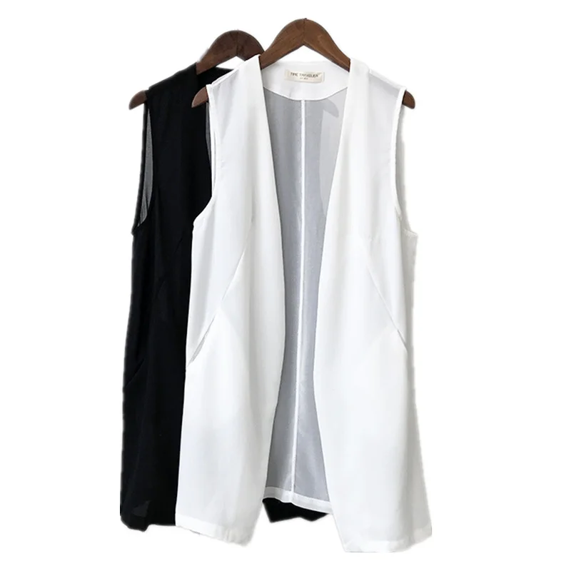 Spring Summer Super Thin Women's Vest Chiffon Sleeveless Cardigan Pocket Vest Women Breathable Long Vest Female Waistcoat
Spring Summer Super Thin Women's Vest Chiffon Sleeveless Cardigan Pocket Vest Women Breathable Long Vest Female Waistcoat