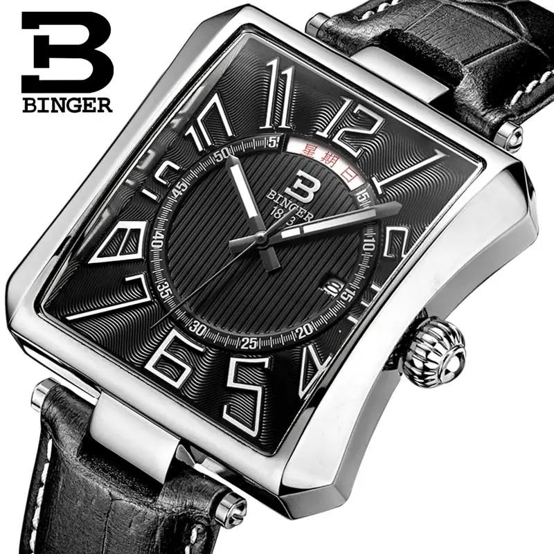 Switzerland BINGER watches men luxury brand Tonneau Quartz waterproof leather strap Wristwatches B3038-2
Switzerland BINGER watches men luxury brand Tonneau Quartz waterproof leather strap Wristwatches B3038-2