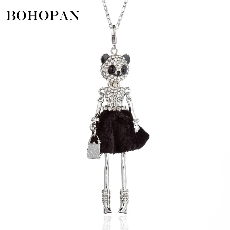 Animal Figure Doll Necklace Women Shiny Crystal Black Skirt Silver Color Statement Necklace Girl Fashion Jewelry Party Bijoux
Animal Figure Doll Necklace Women Shiny Crystal Black Skirt Silver Color Statement Necklace Girl Fashion Jewelry Party Bijoux