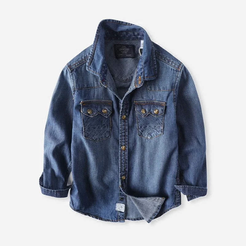 Boy's fashion clothes denim shirt 
Boy's fashion clothes denim shirt