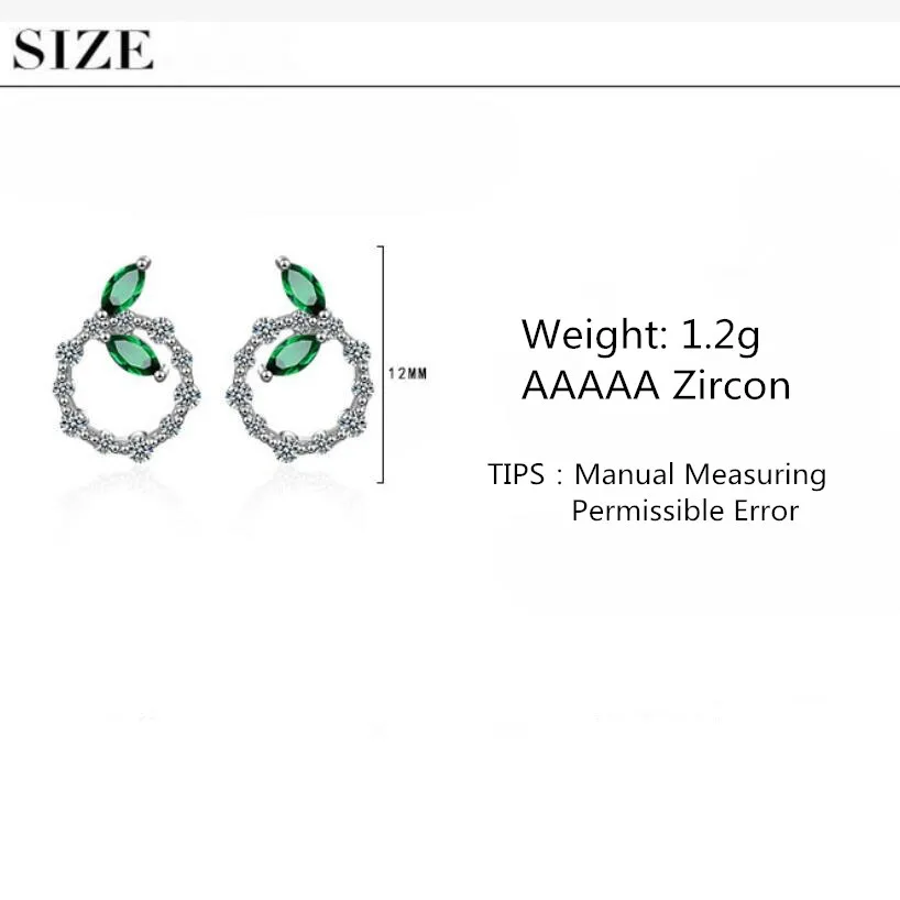 New Green Leaf Round Geometric Zircon Earrings For Women Trend Creative 925 Sterling Silver Jewelry Party Gift Brincos SAE116
New Green Leaf Round Geometric Zircon Earrings For Women Trend Creative 925 Sterling Silver Jewelry Party Gift Brincos SAE116