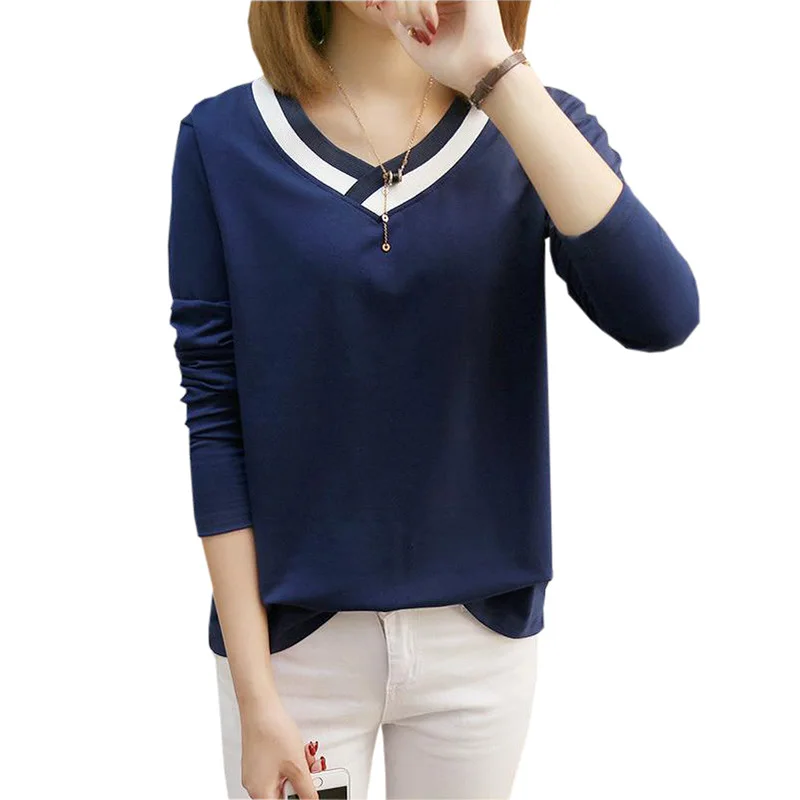 New V-neck Women Long Sleeve Tops Fashon Loose Solid Color Bottoming Shirts Female Black White Plus Size 3XL T-Shirts RE0451
New V-neck Women Long Sleeve Tops Fashon Loose Solid Color Bottoming Shirts Female Black White Plus Size 3XL T-Shirts RE0451