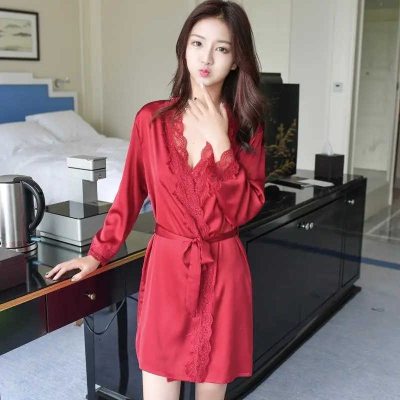 Women's Satin Silk Lace Robe Female Sexy Bathrobe Robes Sleepwear Ladies Mini Above Knee Robe For Women Drop Shipping
Women's Satin Silk Lace Robe Female Sexy Bathrobe Robes Sleepwear Ladies Mini Above Knee Robe For Women Drop Shipping