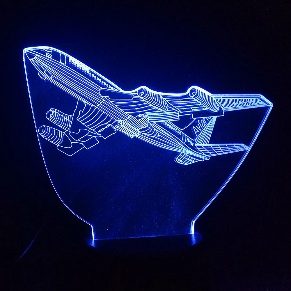 

3D Illusion Airplane USB Led Night light Touch Switch 7 Color Change Indoor Light Aircraft Desk Table Lamp Home Decor
