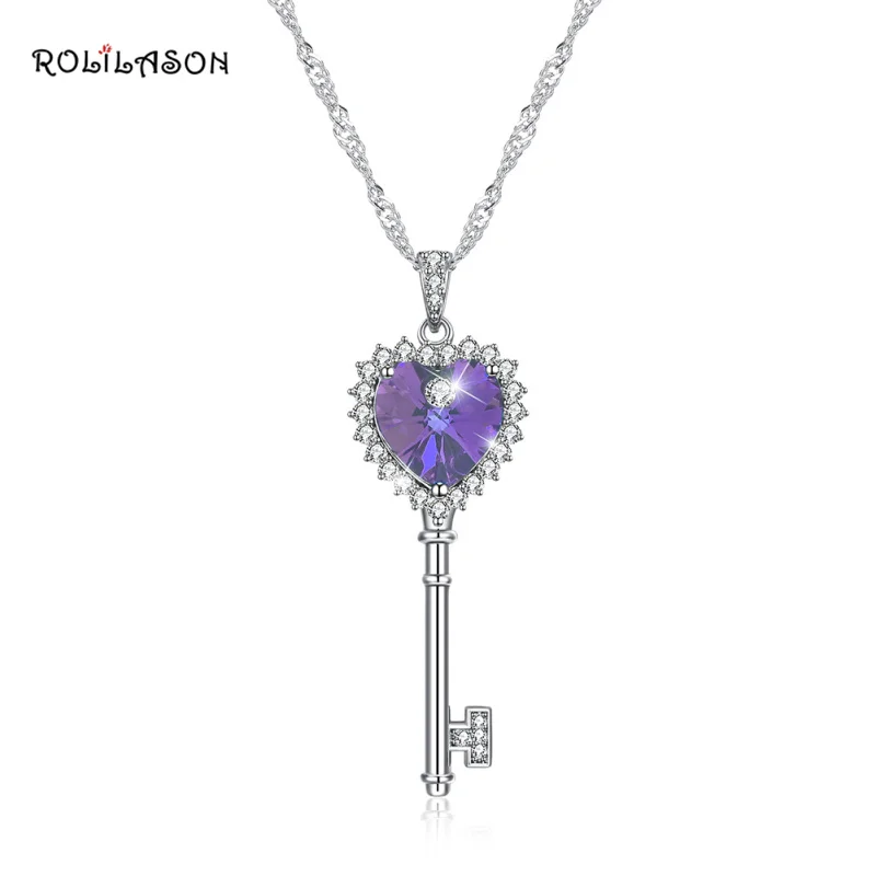 ROLILASON 925 пробы Серебряный простой темперамент Розовый Цирконий ключ-сердце, замок кулон ожерелье SP71
ROLILASON 925 пробы Серебряный простой темперамент Розовый Цирконий ключ-сердце, замок кулон ожерелье SP71