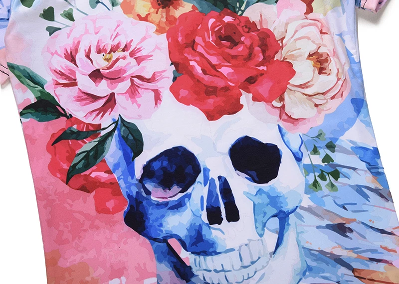 2018 new casual 3D Skull rose t shirt men/women 3d printing summer t shirts men's 3d skull t-shirt